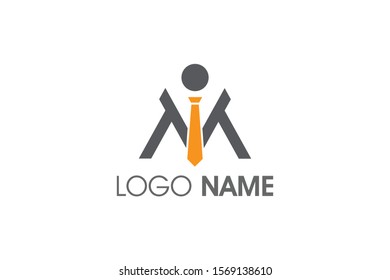 Monogram Letter M with Tie Businessman Employee Vector Logo Icon