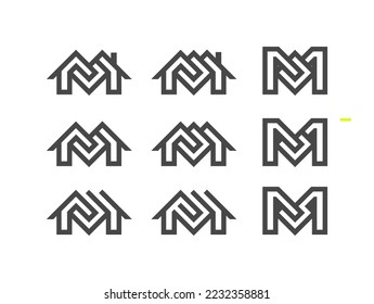 The monogram is the letter M and U. Home modes, Elegant and outline.