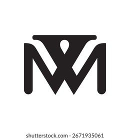 Monogram of the letter M and W. Abstract, outline and elegant.