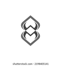 The monogram is the letter M and W. Elegant and outline.