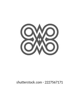 The monogram is the letter M and W. Elegant and outline.