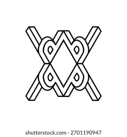 Monograma de la letra M, W y P. Abstractas, contorno y elegante.