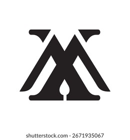 Monogramm der Buchstaben M und X. Abstrakt, Umriss und elegant.