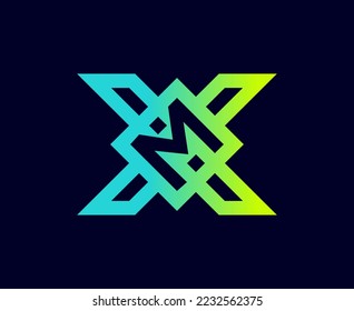 Das Monogramm ist der Buchstabe M und X. Elegant und umrissen.