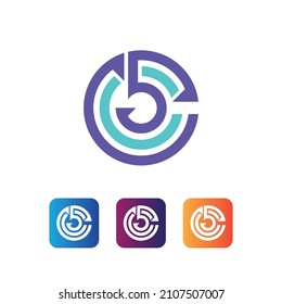 monogram letter mark c5 logo design app icon vector template