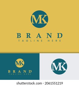 Monogram Letter MK In Circle Logo, geeignet für jedes Geschäft mit MK oder KM Initials.