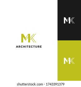 arquitectura de logotipo mk de letras monográficas, con un estilo minimalista