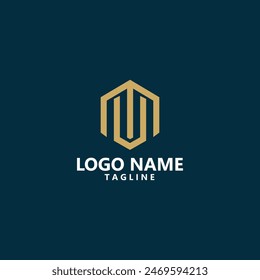 monogram letter MU modern geometric vector logo design