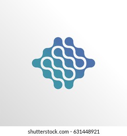 monogram letter mw molecular logo icon