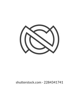 The monogram is the letter N and C. Elegant and outline.