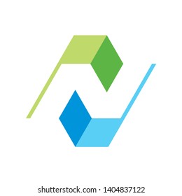 Monogram Letter N Geometric Square Business Company Vector Logo Design