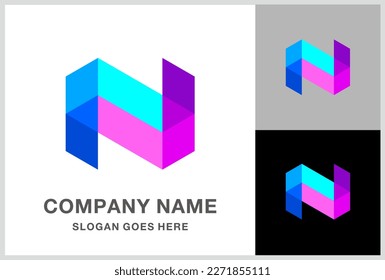 Monogram Letter N Geometric Square Cube Business Company Stock Vector Logo Design Template	
