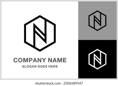 Monogram Letter N Geometric Square Cube Business Company Stock Vector Logo Design Template