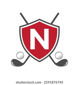 Monogram Letter N Golf Club Logo Design, League and Golfing Symbol Vector Template