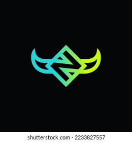 The monogram is the letter N and hornet. Elegant and outline.