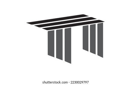 Letra monográfica n logotipo imagen vectorial isométrica en blanco y negro