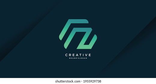 Logotipo de letra monograma N con concepto moderno creativo y estilo gradiente parte 3