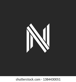 Monogram letter N logo design, parallel lines, initials NN hipster emblem style