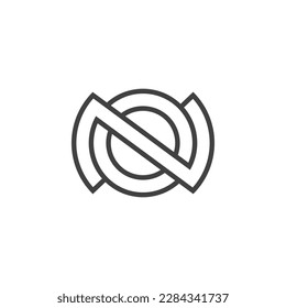 The monogram is the letter N and O. Elegant and outline.