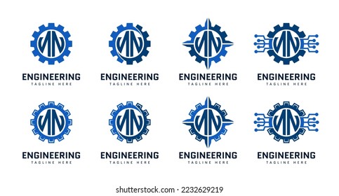 Monogram letter N on gear. Perfect for engineer, industrial, construction, automotive and technology logos