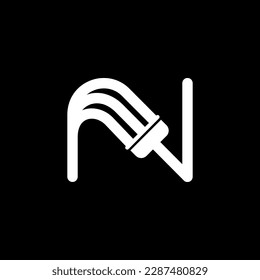 The monogram is the letter N and paint. Simple, elegant and outline.