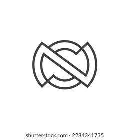 The monogram is the letter N and S. Elegant and outline.