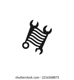 The monogram is the letter N and wrench. Simple, elegant and outline.