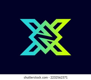 The monogram is the letter N and X. Elegant and outline.