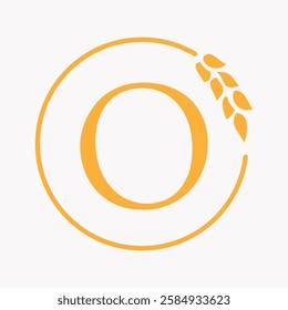 Monogram Letter O Bakery Logo Concept With Grain Wheat Symbol Vector Template