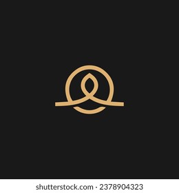 Monogram letter O logo,  O leaf icon concept vector,