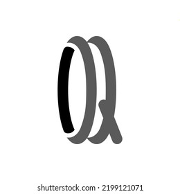 Das Monogramm ist der Buchstabe O und Q. Elegant und umrissen.