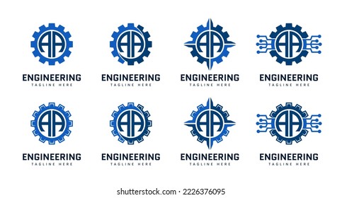 Letra monograma A en marcha. Perfecto para logotipos de ingeniería, industriales, de construcción, automotores y tecnológicos.