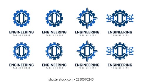 Monogram letter I on gear. Perfect for engineer, industrial, construction, automotive and technology logos