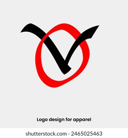 monogram letter OV logo design. letter VO logo for apparel brands. OV logo design for Apparel brand. letter VO apparel logo design template.