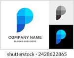 Monogram Letter P Geometric Square Circle Business Company Stock Vector Logo Design Template