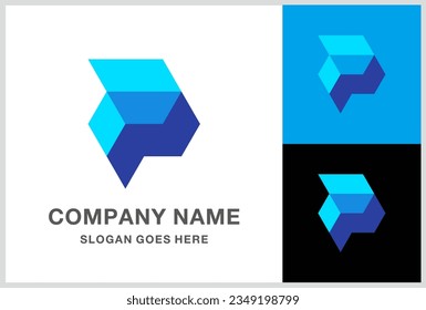 Letra monograma P Cubo Geométrico Cubo Empresa Negocio Vector Modelo De Diseño