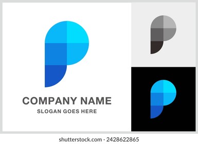 Monogram Letter P Geometric Square Circle Business Company Stock Vector Logo Design Template