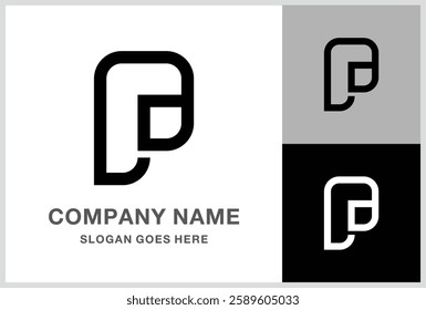 Monogram Letter P Geometric Square Business Company Stock Vector Logo Design Template 