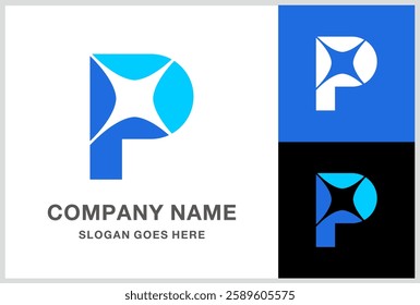 Monogram Letter P Geometric Star Business Company Stock Vector Logo Design Template