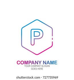 Monogram Letter P Logo Design. Usable as technology and electronics company logo