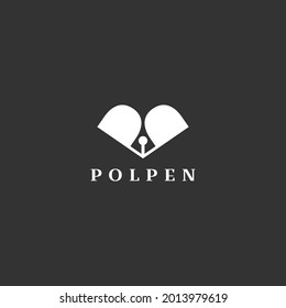 Monogram Letter P with Negative Space Pen Business Logo Template