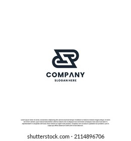 monogram letter P R logo design template