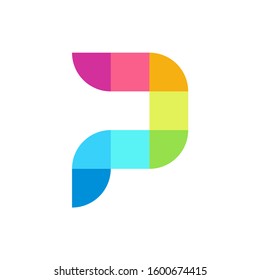 Monogram Letter P Square Pixel Business Company Vector Logo Design	