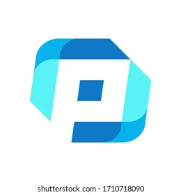 Logo-Design-Vorlage für Monogram Letter P Square Pixel Business Company-Vektorillustration