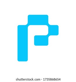 Letra monograma P Cuadrado Pixel Empresa Empresa de Bolsa Modelo De Diseño De Logotipo Vector