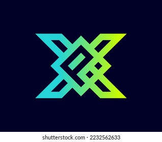 The monogram is the letter P and X. Elegant and outline.