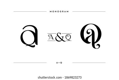 Monogram Letter A and Q. Business Company Vector Logo Design. Stock template for wedding invitations, cards.