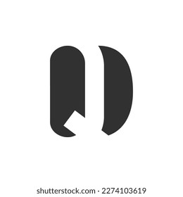 The monogram is the letter Q and D. Elegant and outline.