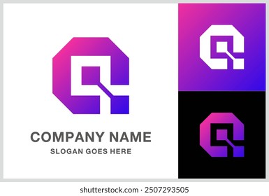 Monogram Letter Q Digital Technology Computer Business Company Stock Vector Logo Design Template
