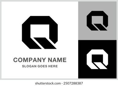 Monogram Letter Q Geometric Square Cube Business Company Stock Vector Logo Design Template 